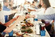 People cheering each other with champagne and wine. Party Celebration Success Concept