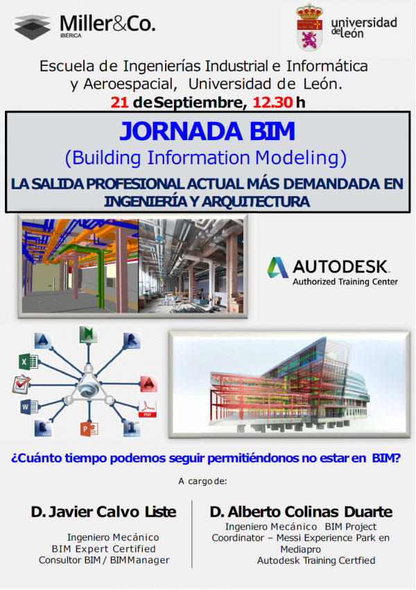 Jornada BIM el 21 de septiembre a las 12:30h en la Escuela de Ingenierías de la ULE