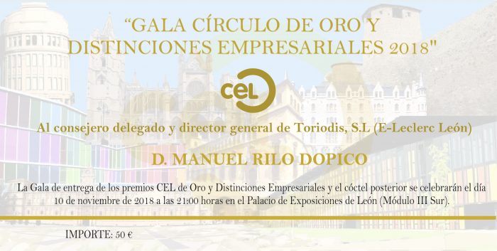 Gala del Círculo de Oro 2018 el 10 de noviembre en el Palacio de Exposiciones de León