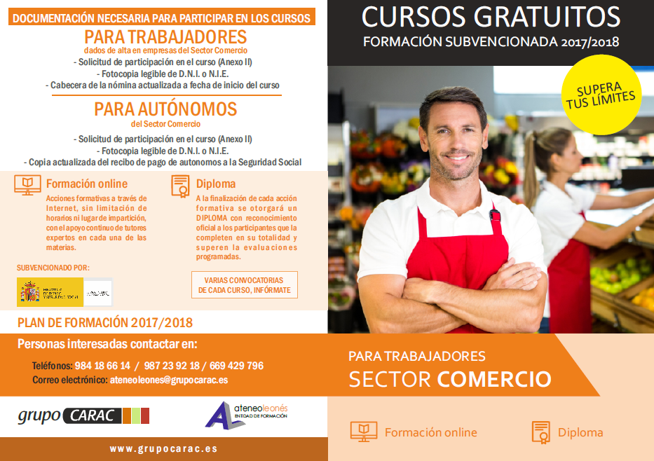 Cursos gratuitos y on line en Ateneo Leonés para trabajadores sectores comercio y metal