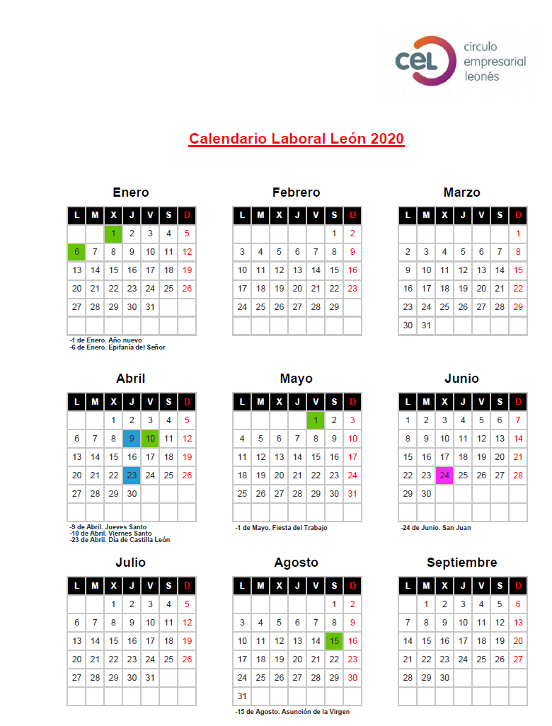 Calendario Laboral 2020