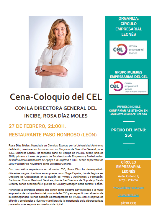 Cena-Coloquio con la Directora General del Incibe, Rosa Díaz