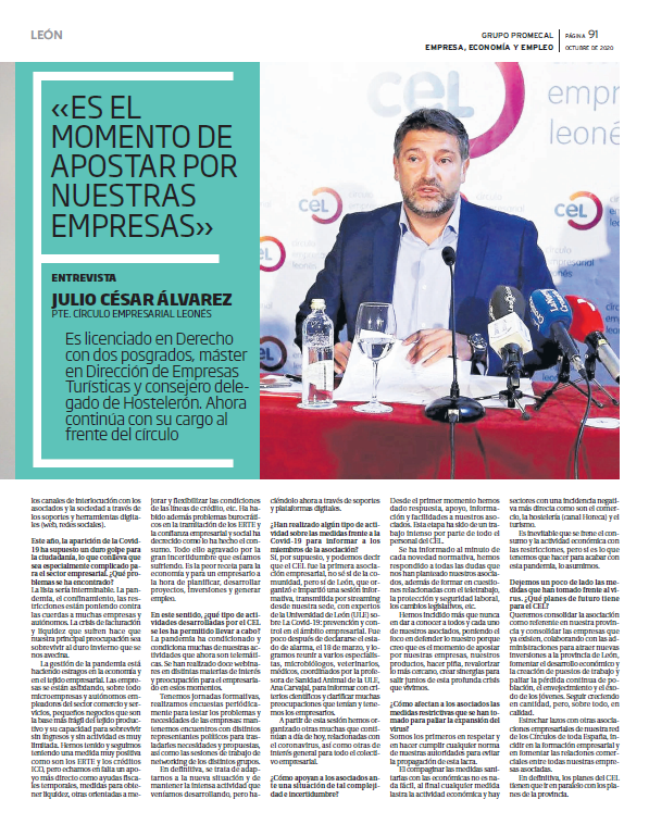 El Suplemento regional de Empresa de Grupo Promecal entrevista al presidente del CEL