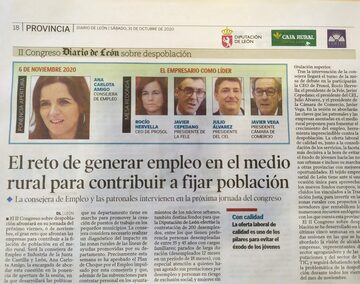 El CEL participa el 6 de noviembre en el II Congreso sobre despoblación del Diario de León