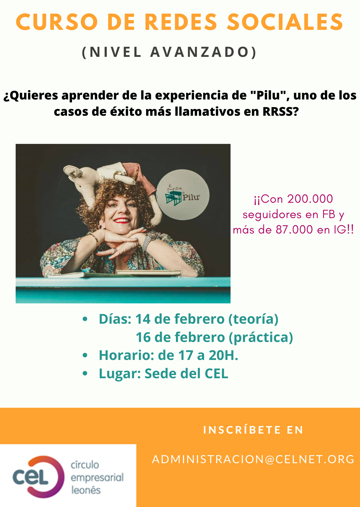 Curso de Redes Sociales con Pilu (2 Jornadas) ¡¡PLAZAS LIMITADAS!!