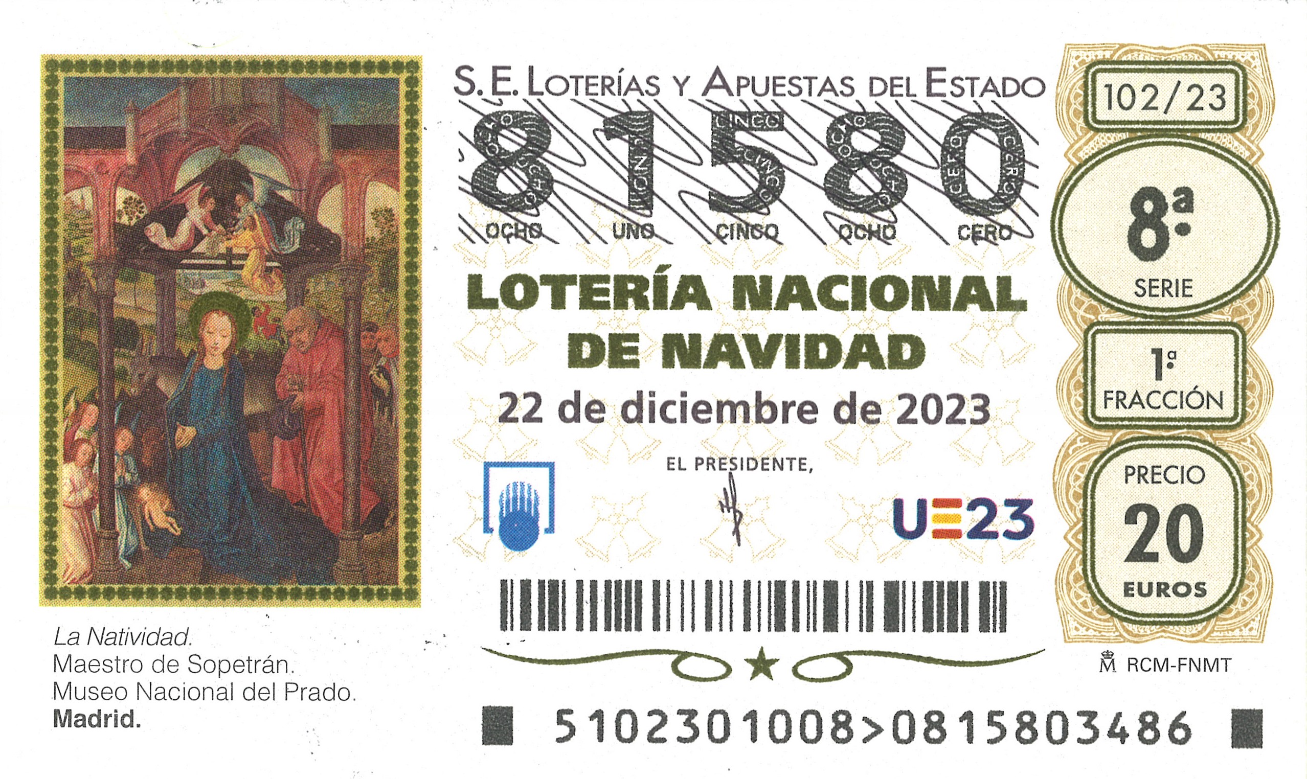 Ya disponibles los décimos del número 81580 para el sorteo de Navidad